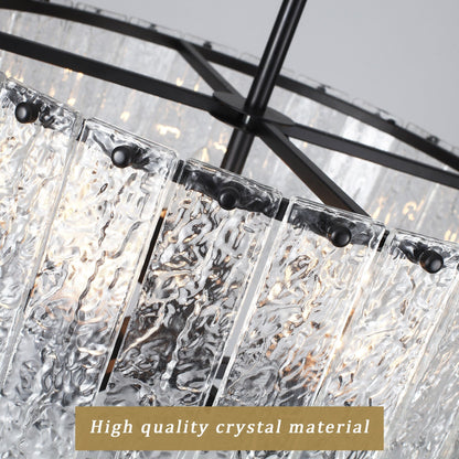 Lustre moderne rond à 5 lumières, style tambour, semi-encastré classique, suspension pour îlot de cuisine ou salle à manger