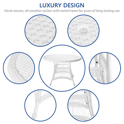 Ensemble de salle à manger 5 pièces en résine tressée blanche