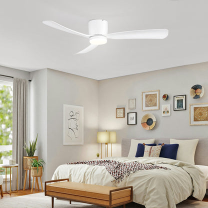 Ventilateur de plafond encastré noir/blanc de 52 pouces avec télécommande et éclairage LED (3 pales)