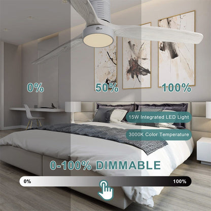 Ventilateur de plafond encastré de style campagnard de 132 cm (52 ​​pouces) avec lumière et télécommande, moteur CC réversible