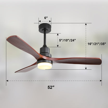 Ventilateur de plafond d'intérieur Sofucor 52 en bois avec éclairage intégré et télécommande (en option).