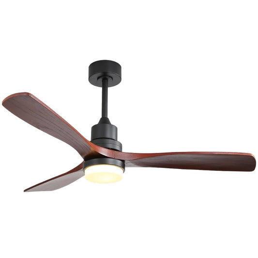 Ventilateur de plafond d'intérieur Sofucor 52 en bois avec éclairage intégré et télécommande (en option).