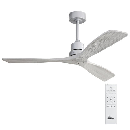 Ventilateur de plafond moderne de 132 cm (52 ​​pouces) en bois massif et ABS avec télécommande (sans éclairage), 6 vitesses de ventilation et flux d'air réversible.