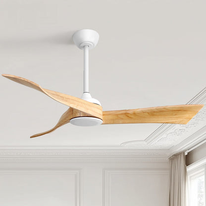 Ventilateur de plafond moderne de 132 cm (52 ​​pouces) en bois massif et ABS avec télécommande (sans éclairage), 6 vitesses de ventilation et flux d'air réversible.