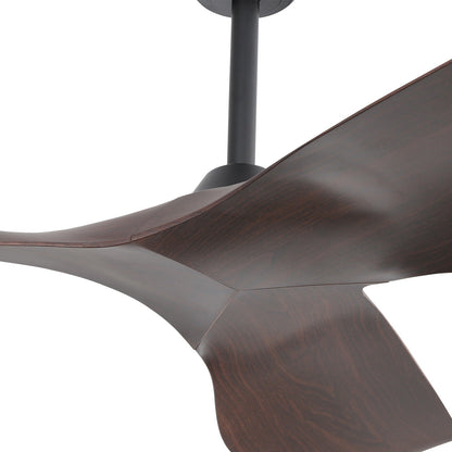 Ventilateur de plafond moderne de 132 cm (52 ​​pouces) en bois massif et ABS avec télécommande (sans éclairage), 6 vitesses de ventilation et flux d'air réversible.