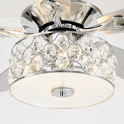 Lustre moderne à 4 lumières de 52 pouces avec ventilateur de plafond en cristal et télécommande