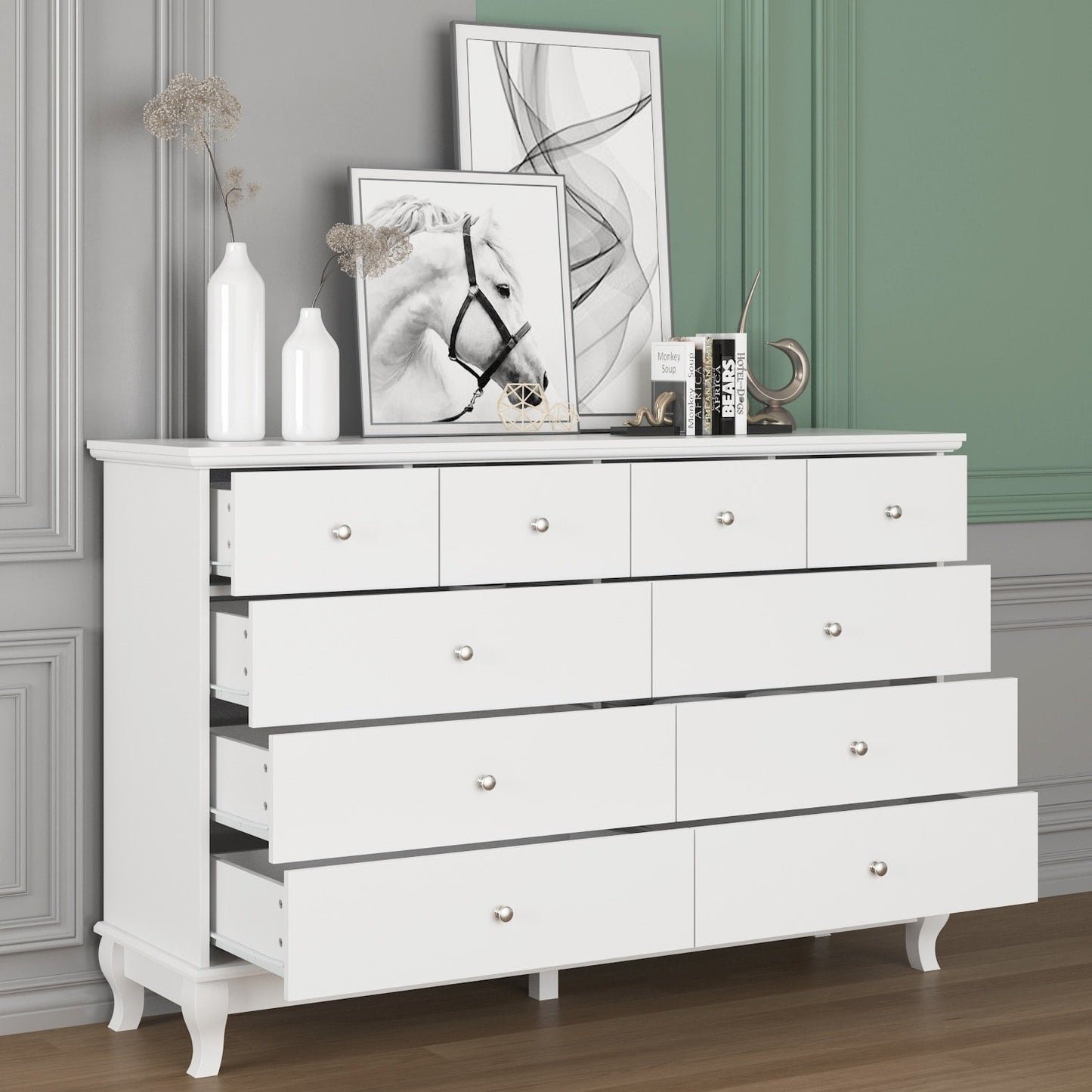 Commode double de 55,1 cm de large avec tiroirs de rangement