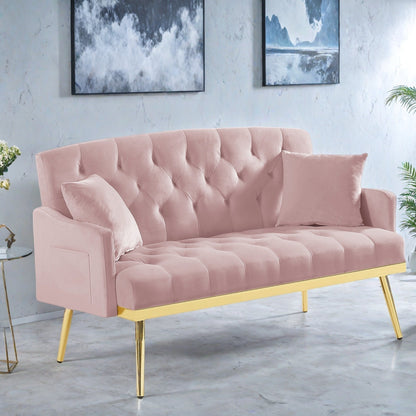 Canapé 2 places en velours 55,5 avec 2 coussins, design contemporain et montage facile