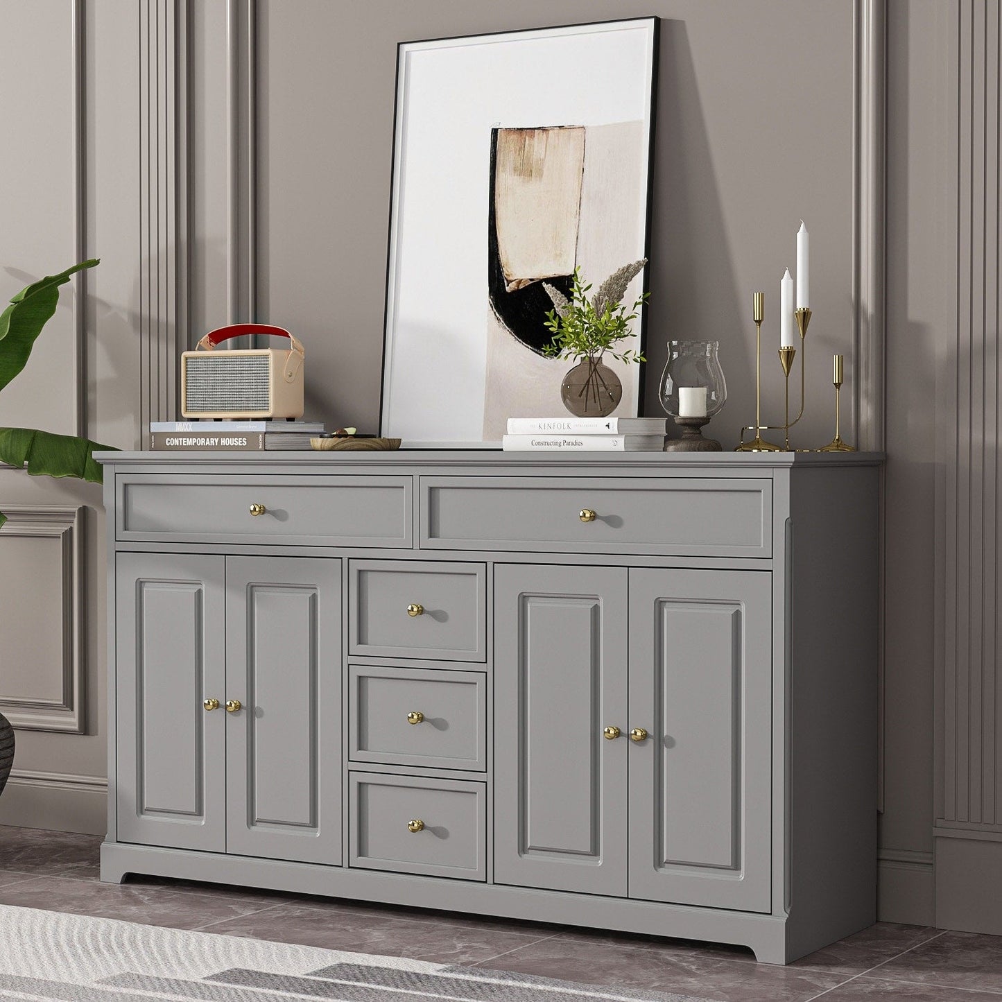 Buffet blanc laqué de style moderne et contemporain du milieu du siècle, 150 cm