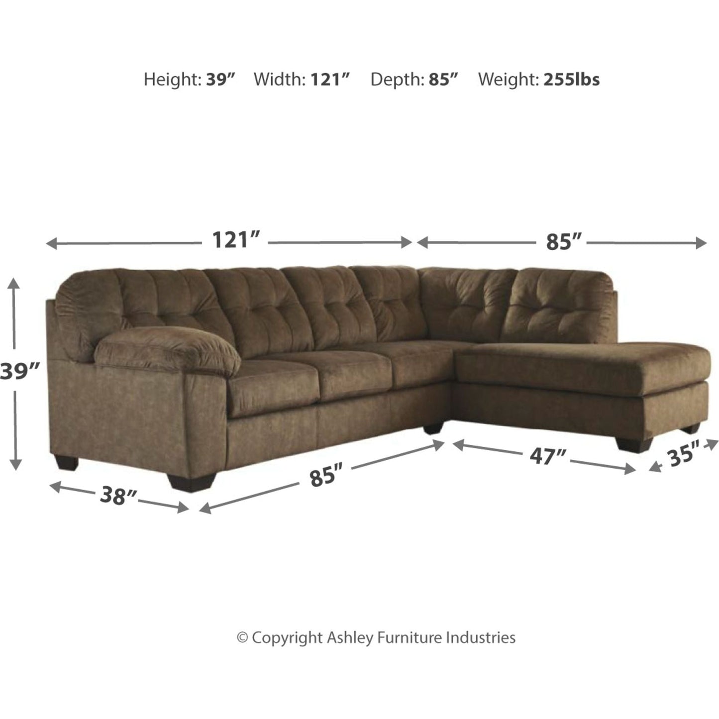 Canapé d'angle Accrington 2 pièces avec méridienne