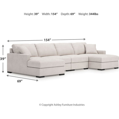 Canapé d'angle modulaire 4 pièces exclusif à Omaha avec double méridienne