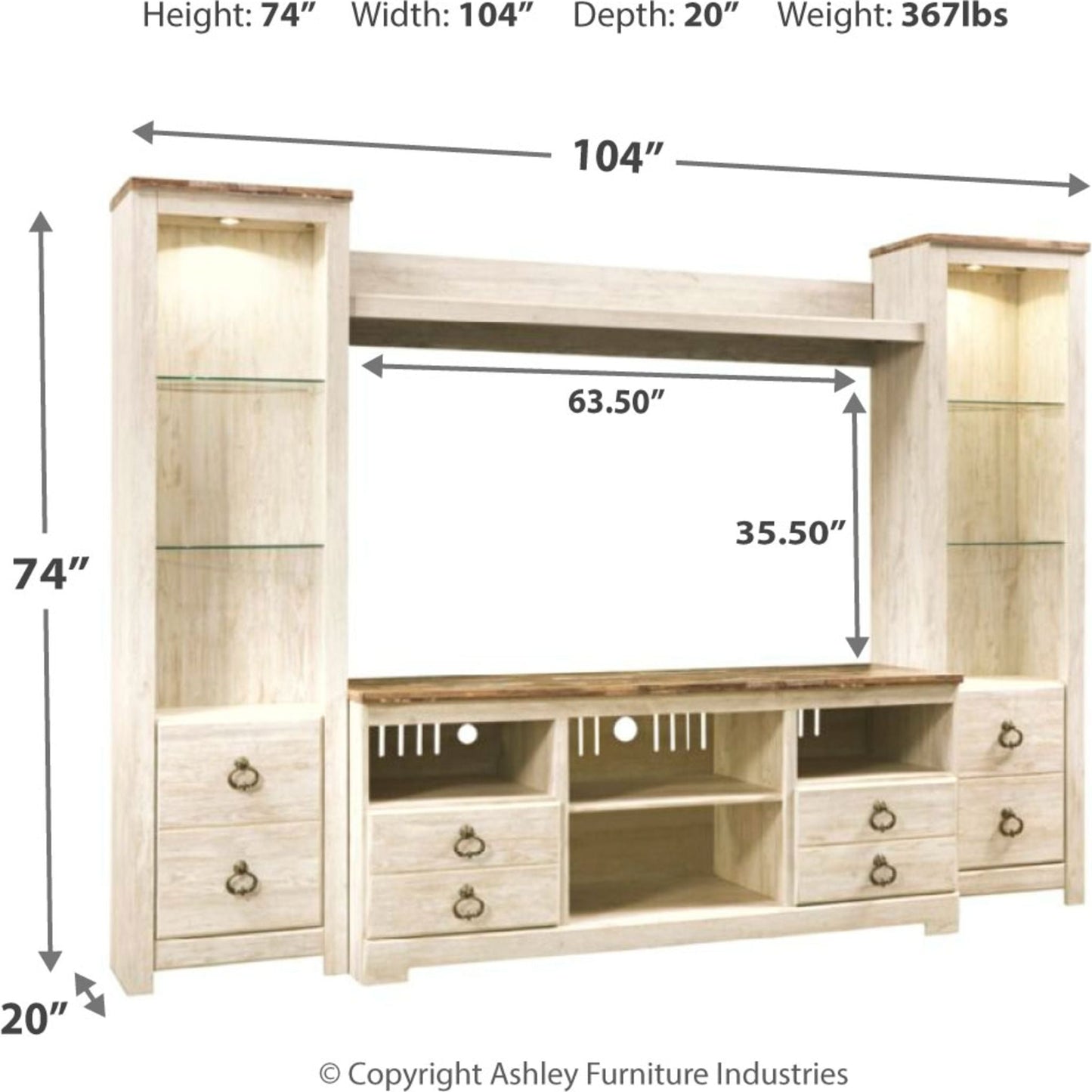 Meuble TV Willowton 4 pièces