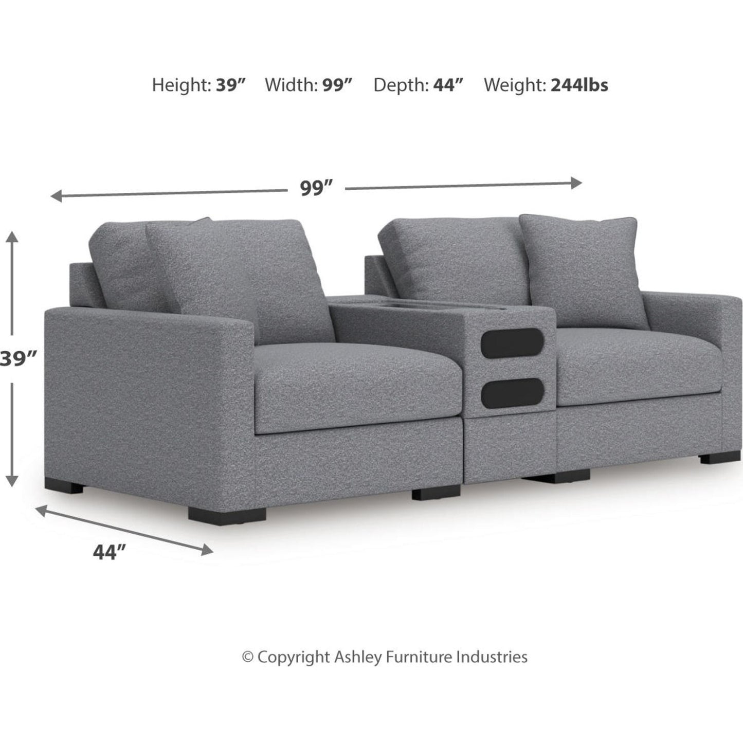 Canapé d'angle modulaire 3 pièces exclusif à Omaha avec système audio