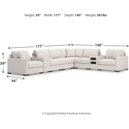 Canapé d'angle modulaire 8 pièces exclusif à Omaha, avec système audio et rangement