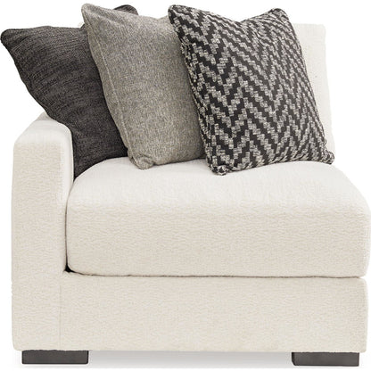 Canapé d'angle modulaire 6 pièces Elissa Court exclusif avec méridienne