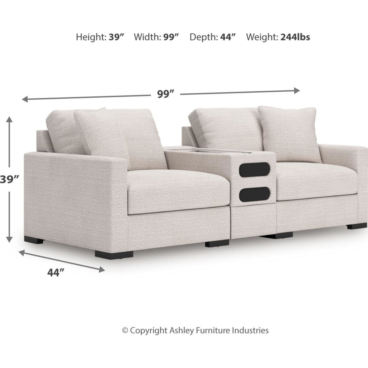 Canapé d'angle modulaire 3 pièces exclusif à Omaha avec système audio