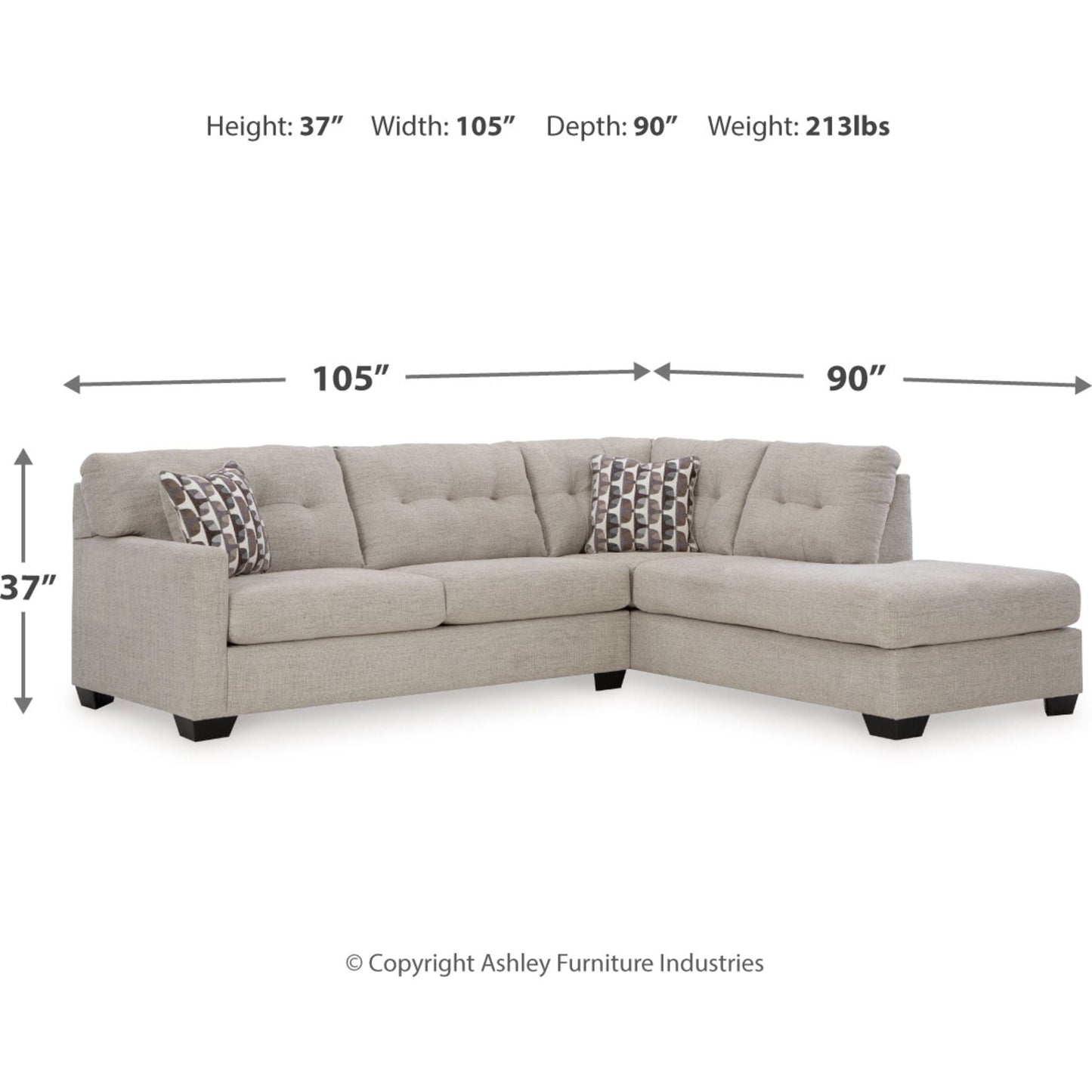 Canapé d'angle Mahoney 2 pièces avec méridienne