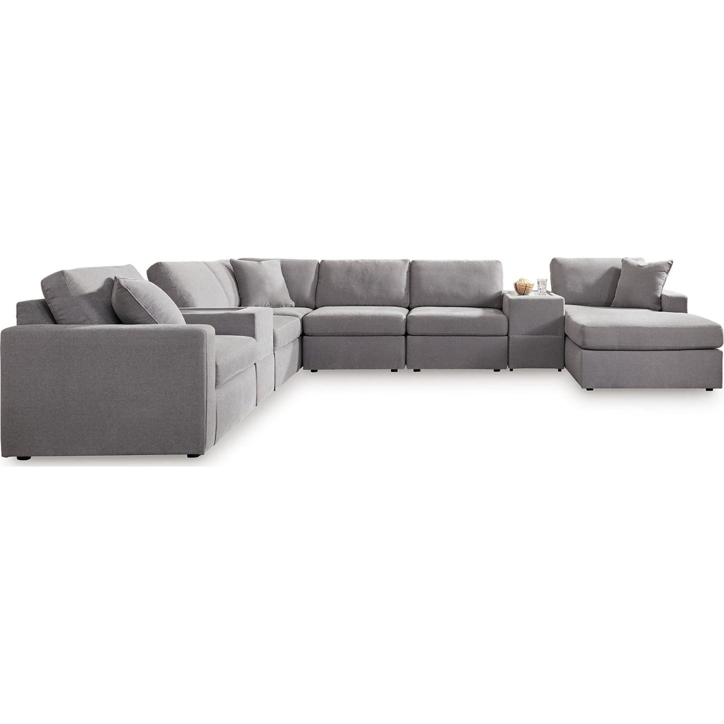 Canapé d'angle modulaire Modmax 8 pièces avec méridienne et consoles de rangement