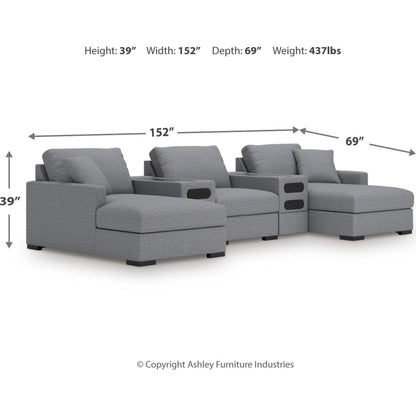 Canapé d'angle modulaire 5 pièces exclusif à Omaha avec double méridienne et double système audio