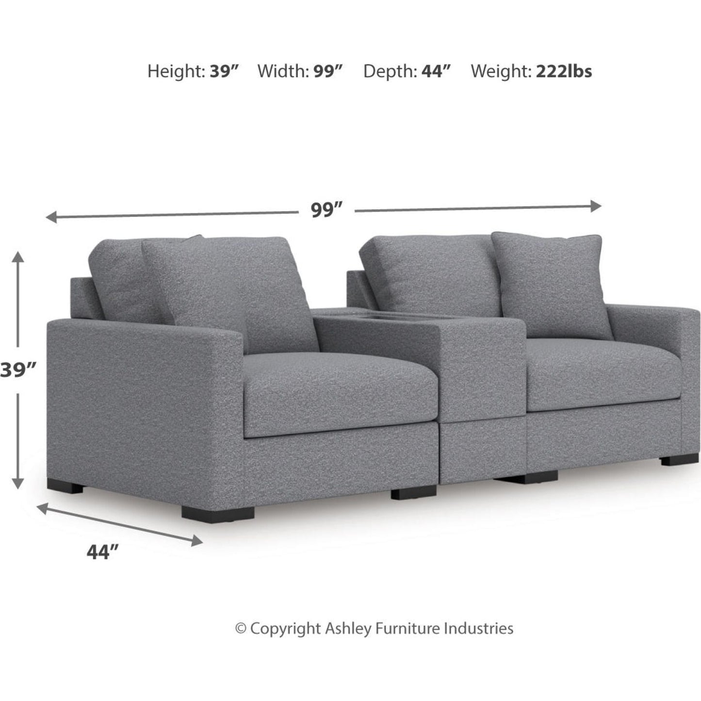 Canapé d'angle modulaire 3 pièces exclusif à Omaha avec rangement