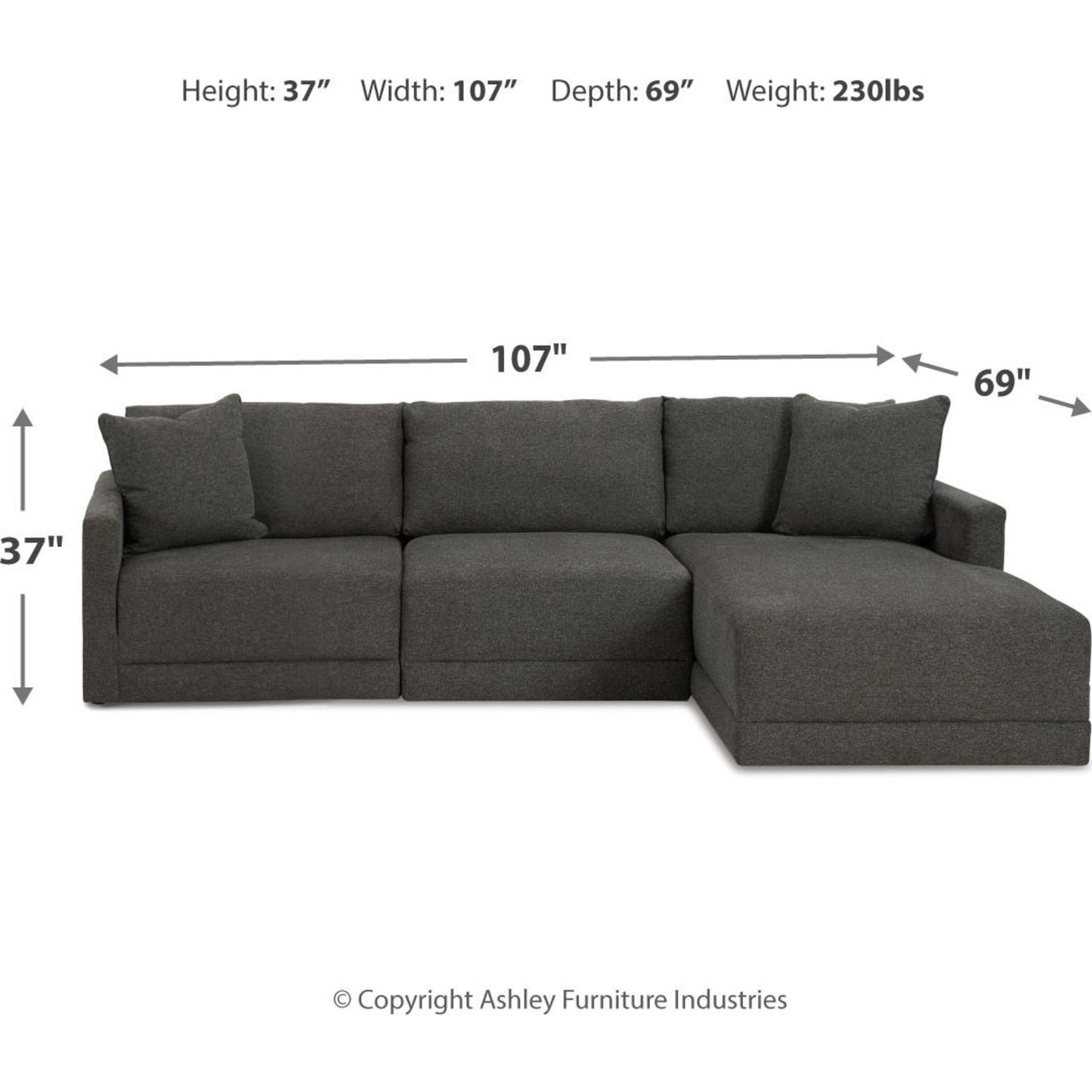 Canapé d'angle modulaire 3 pièces avec méridienne, une exclusivité Evey