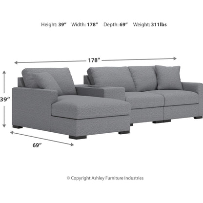 Canapé d'angle modulaire 4 pièces exclusif Omaha avec rangement et méridienne