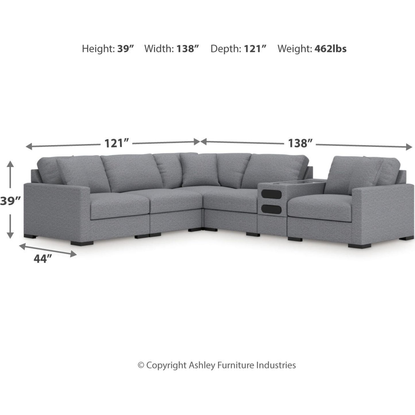 Canapé d'angle modulaire 6 pièces exclusif à Omaha avec système audio