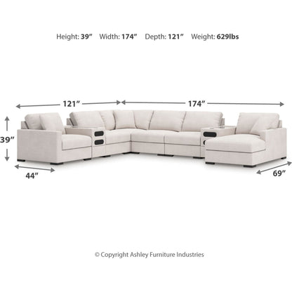 Canapé d'angle modulaire 8 pièces exclusif à Omaha, avec système audio et méridienne