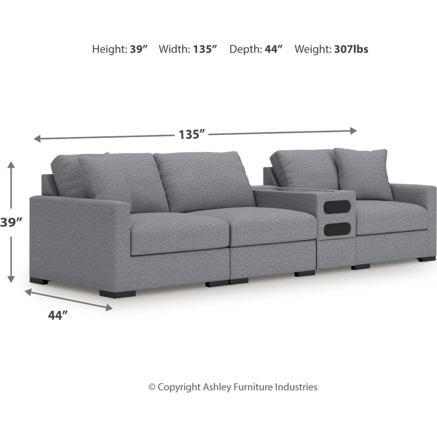 Canapé d'angle modulaire 4 pièces exclusif à Omaha avec système audio