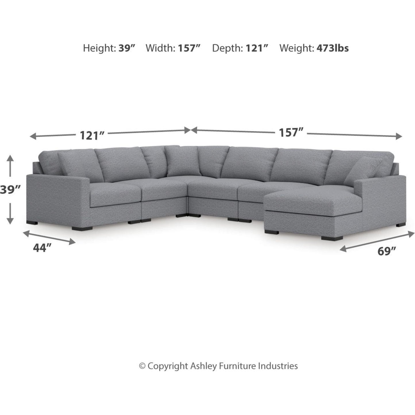 Canapé d'angle modulaire 6 pièces avec méridienne, exclusivité Omaha