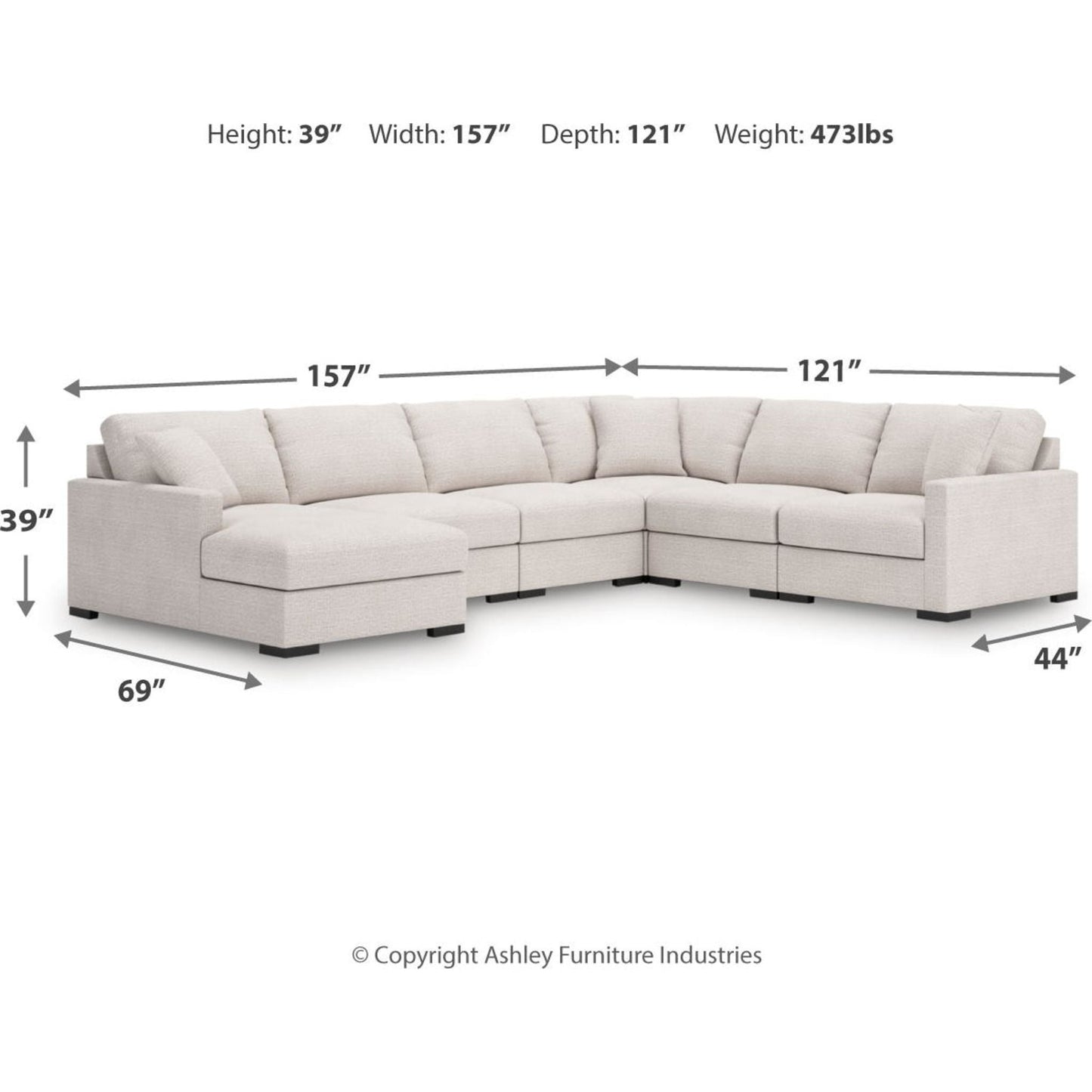 Canapé d'angle modulaire 6 pièces avec méridienne, exclusivité Omaha