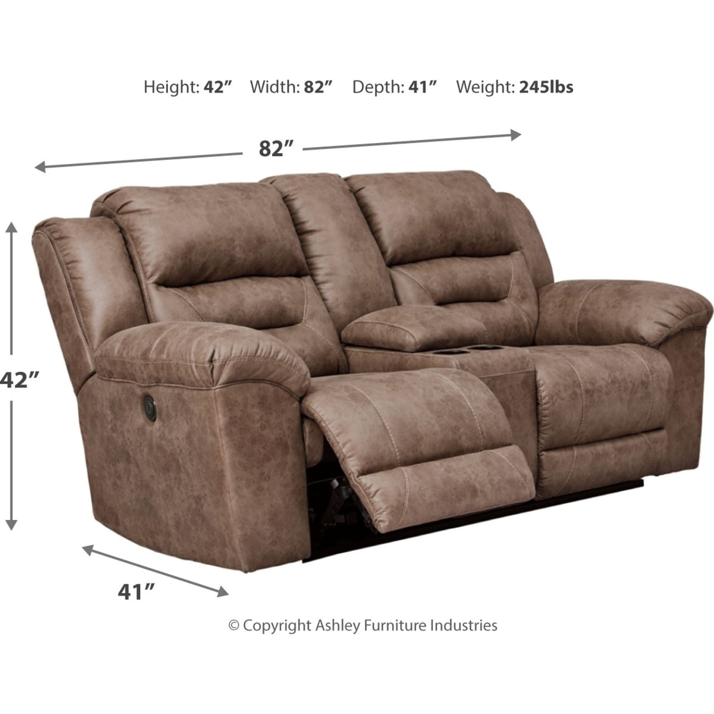 Canapé inclinable électrique Stoneland avec console