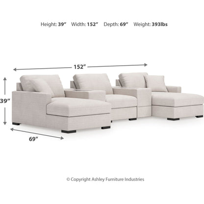 Canapé d'angle modulaire 5 pièces exclusif à Omaha avec double méridienne et double rangement