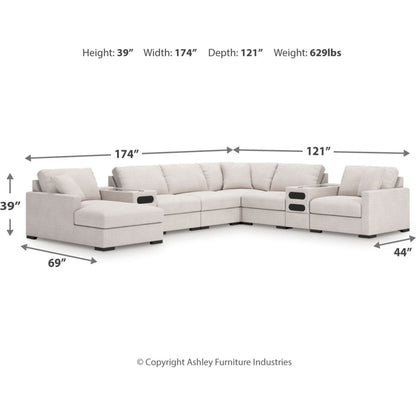 Canapé d'angle modulaire 8 pièces exclusif à Omaha, avec système audio et méridienne