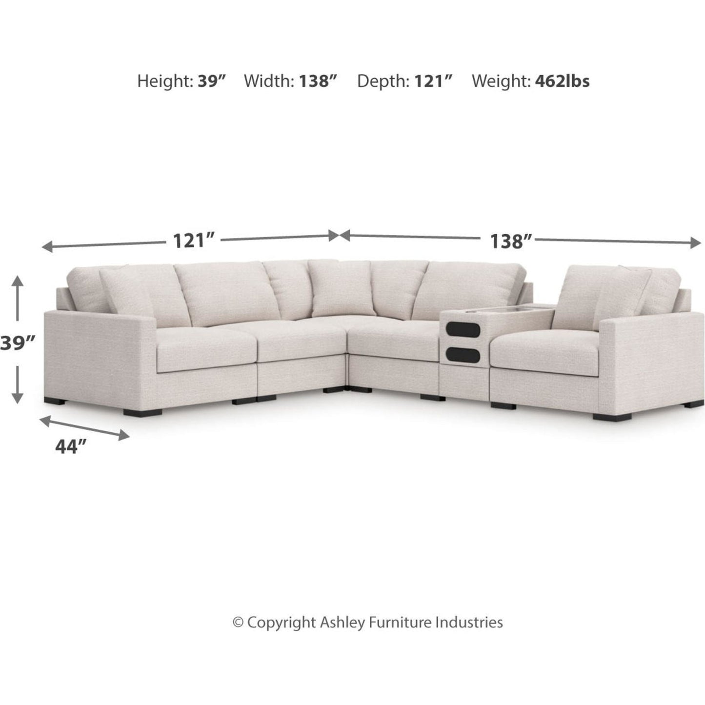 Canapé d'angle modulaire 6 pièces exclusif à Omaha avec système audio