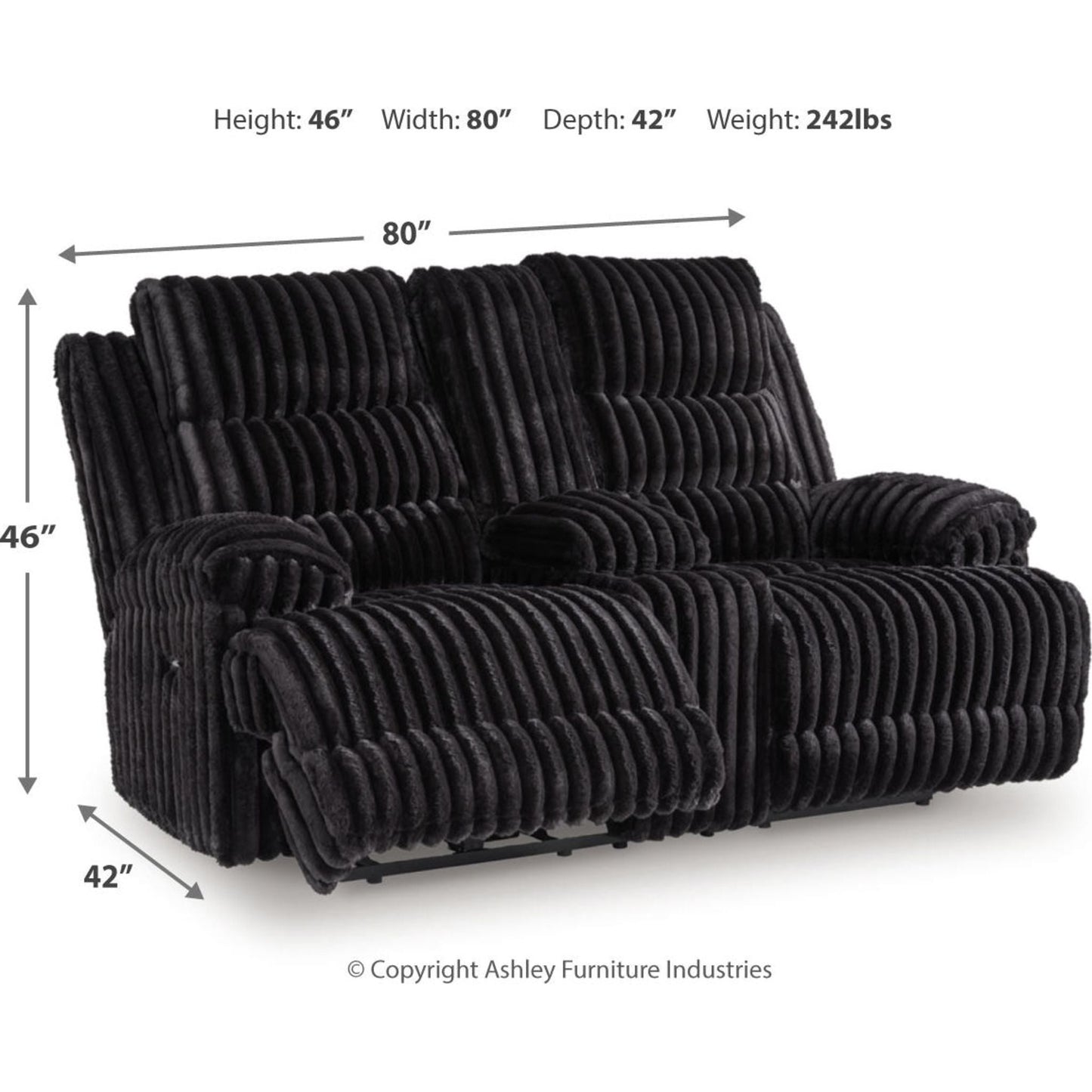 Canapé inclinable deux places Technique avec console