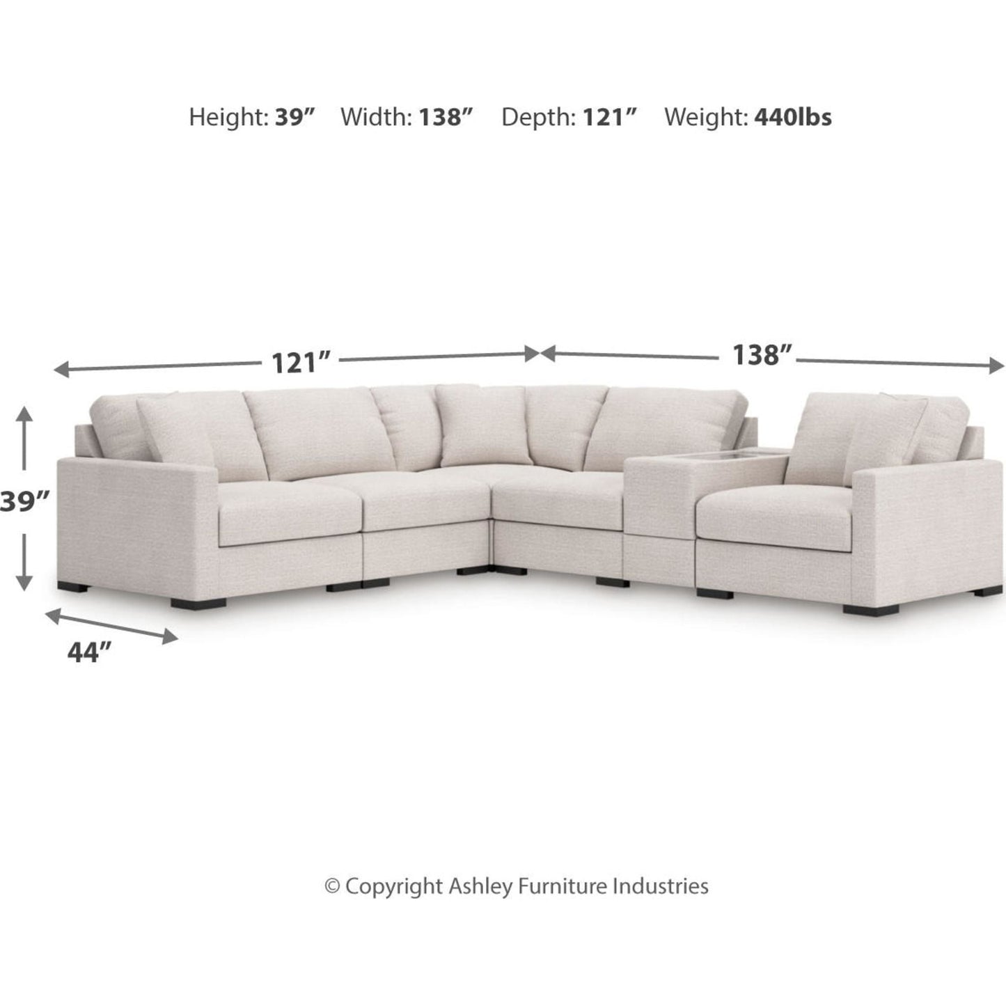 Canapé d'angle modulaire 6 pièces exclusif à Omaha avec rangement