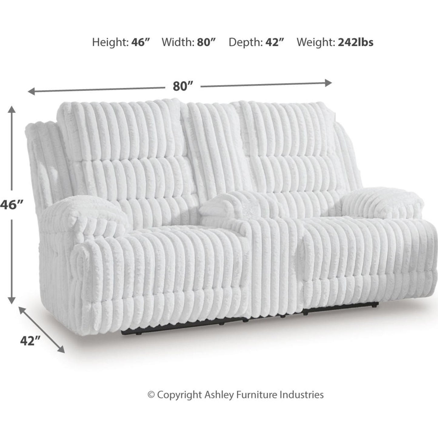 Canapé inclinable électrique deux places avec console