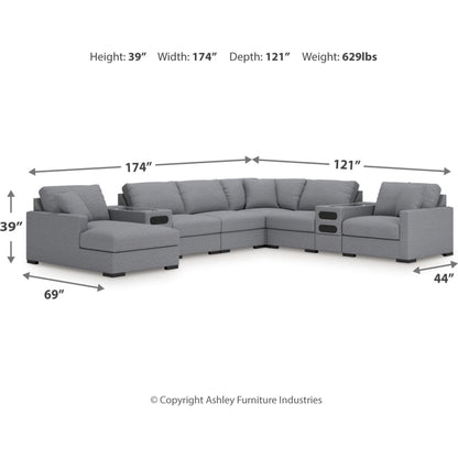 Canapé d'angle modulaire 8 pièces exclusif à Omaha, avec système audio et méridienne