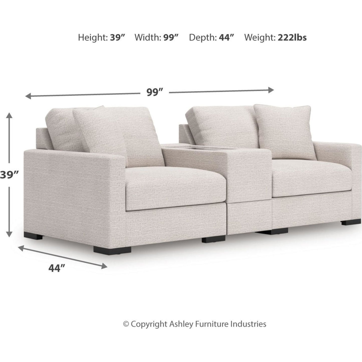 Canapé d'angle modulaire 3 pièces exclusif à Omaha avec rangement