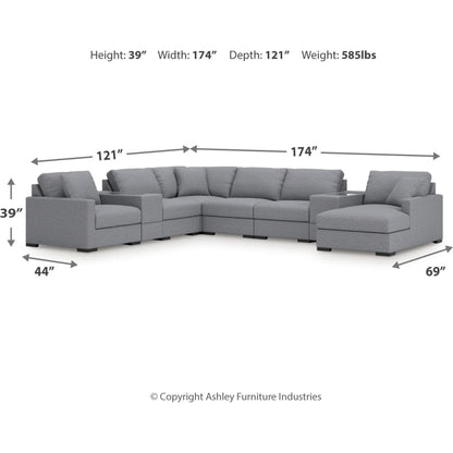 Canapé d'angle modulaire 8 pièces exclusif à Omaha avec méridienne et rangement