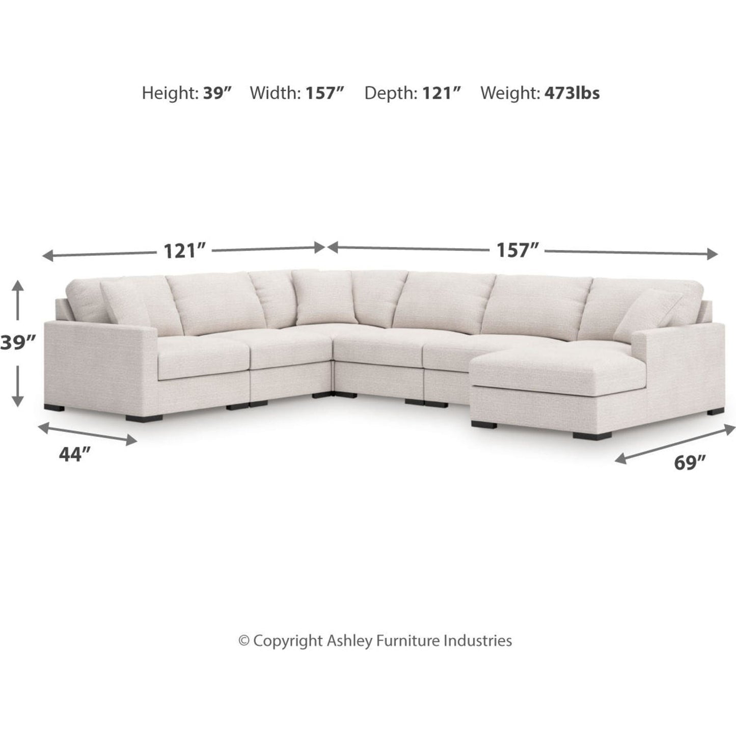 Canapé d'angle modulaire 6 pièces avec méridienne, exclusivité Omaha