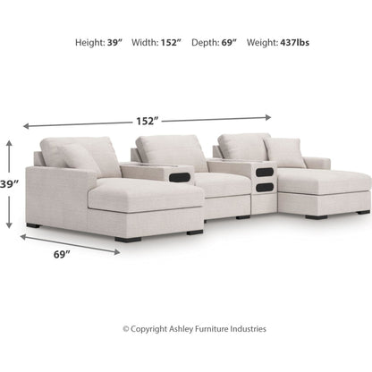 Canapé d'angle modulaire 5 pièces exclusif à Omaha avec double méridienne et double système audio