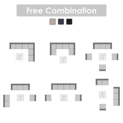 Ensemble de sièges d'extérieur modulables 6 personnes avec coussins