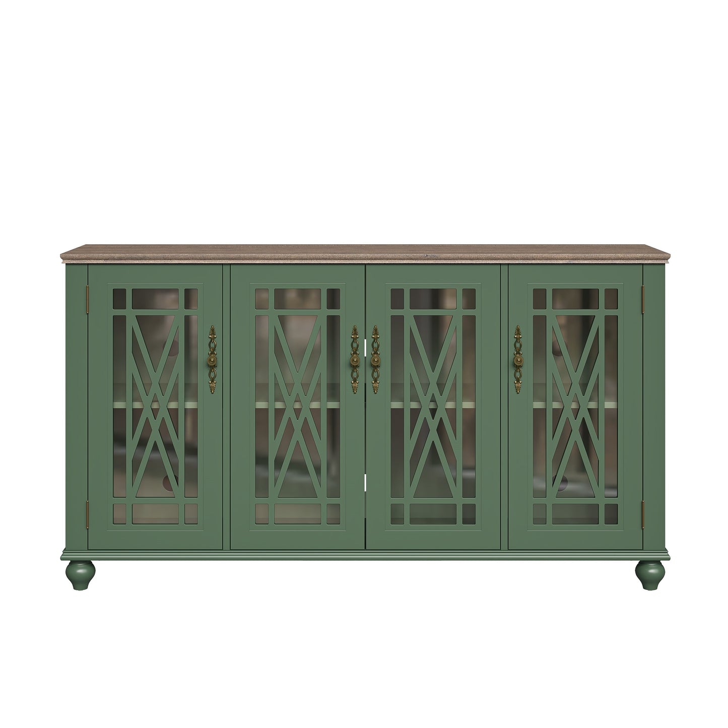 Buffet/meuble d'appoint de cuisine en bois de style vintage - Largeur : 63 pouces
