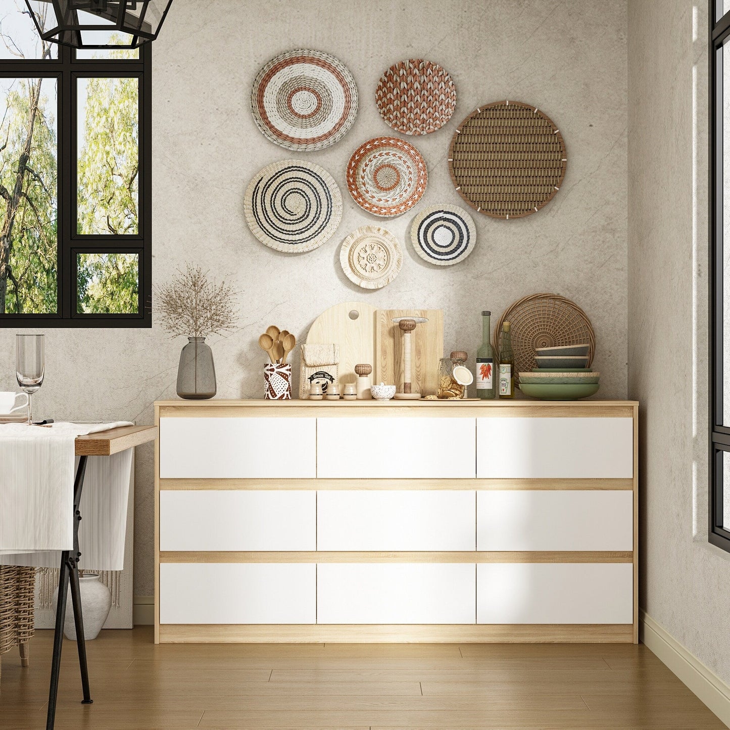 Commode d'appoint 63W à 9 tiroirs pour salon ou chambre