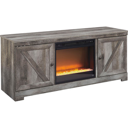 Meuble TV Wynnlow avec cheminée en pierre et verre