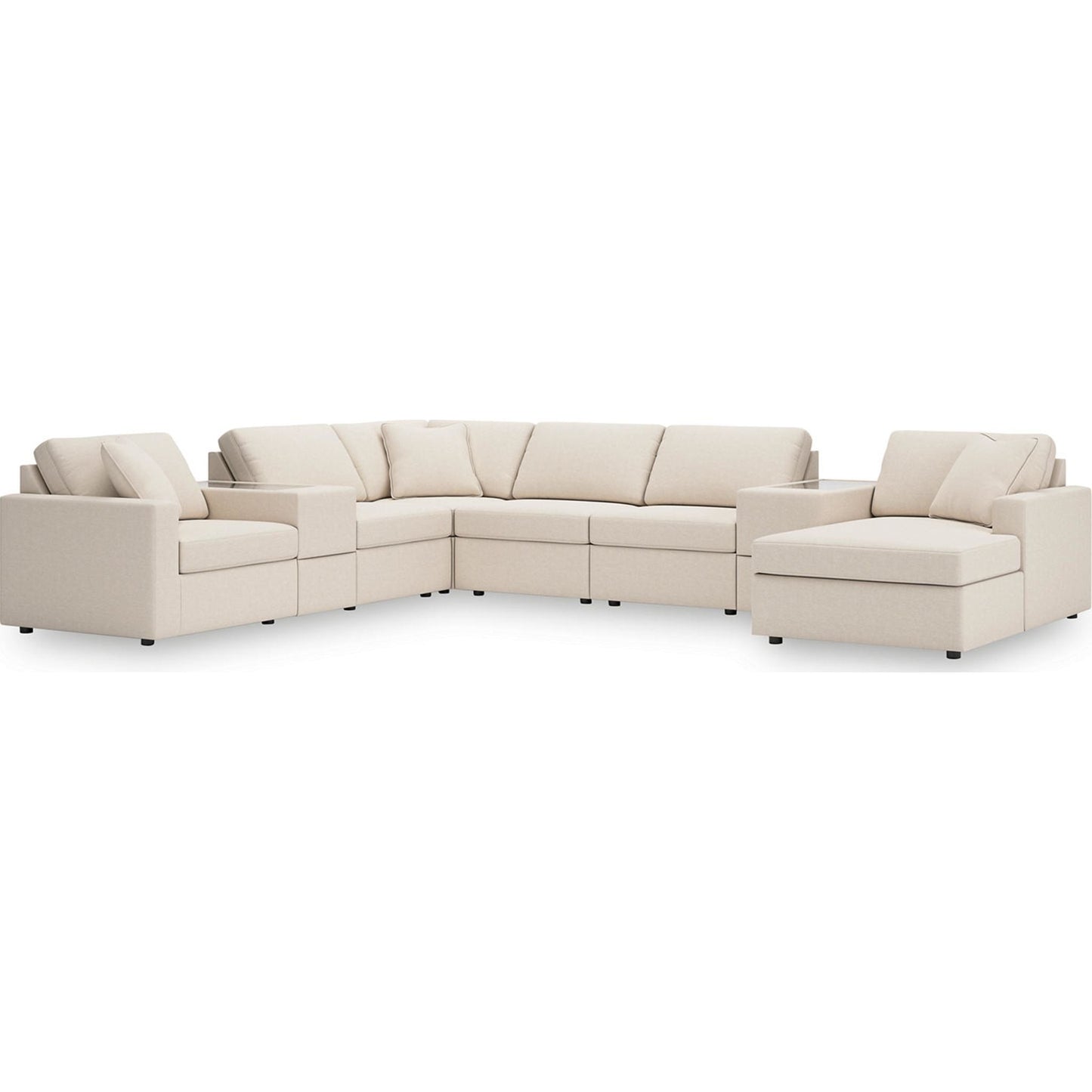 Canapé d'angle modulaire Modmax 8 pièces avec méridienne et consoles de rangement