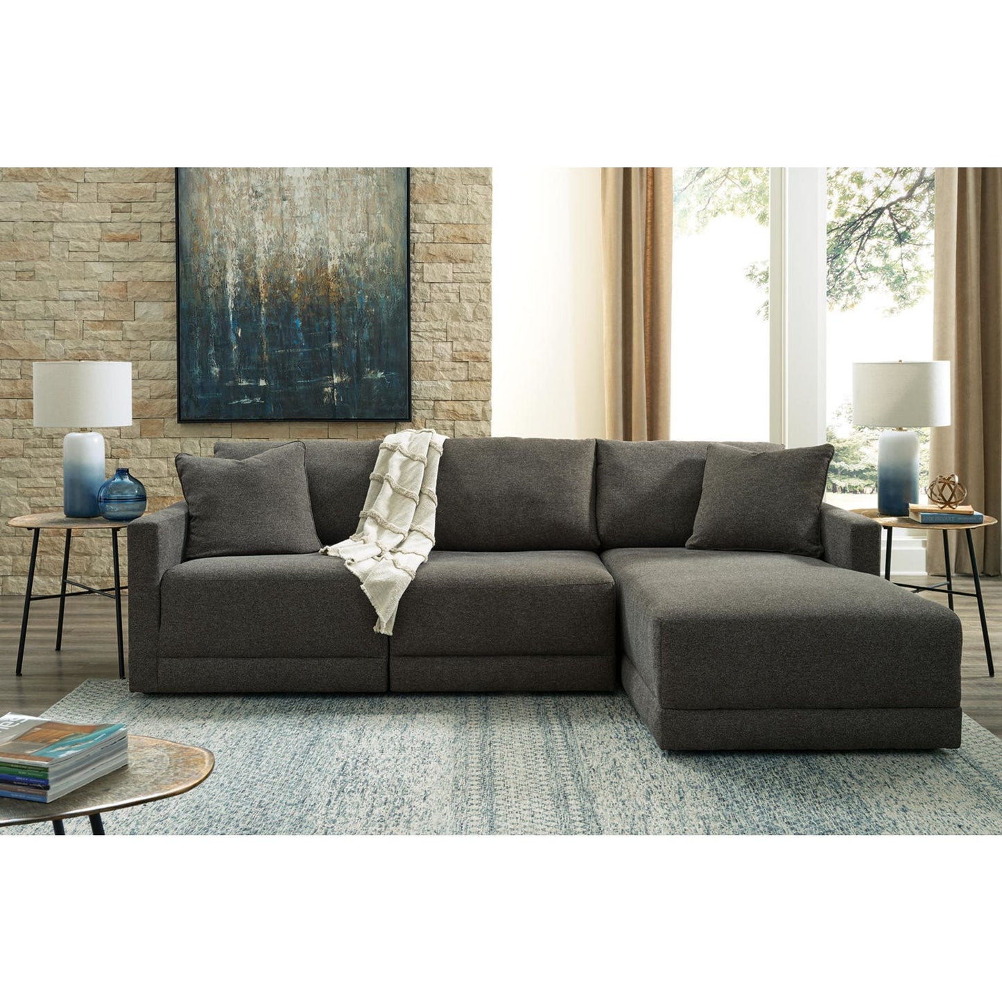 Canapé d'angle modulaire 3 pièces avec méridienne, une exclusivité Evey