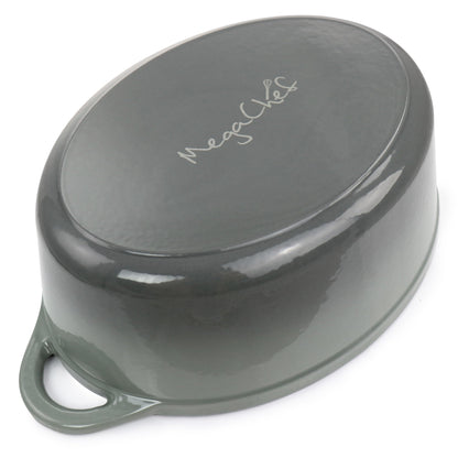 Cocotte ovale en fonte émaillée de 7 litres, couleur Nuage d'orage